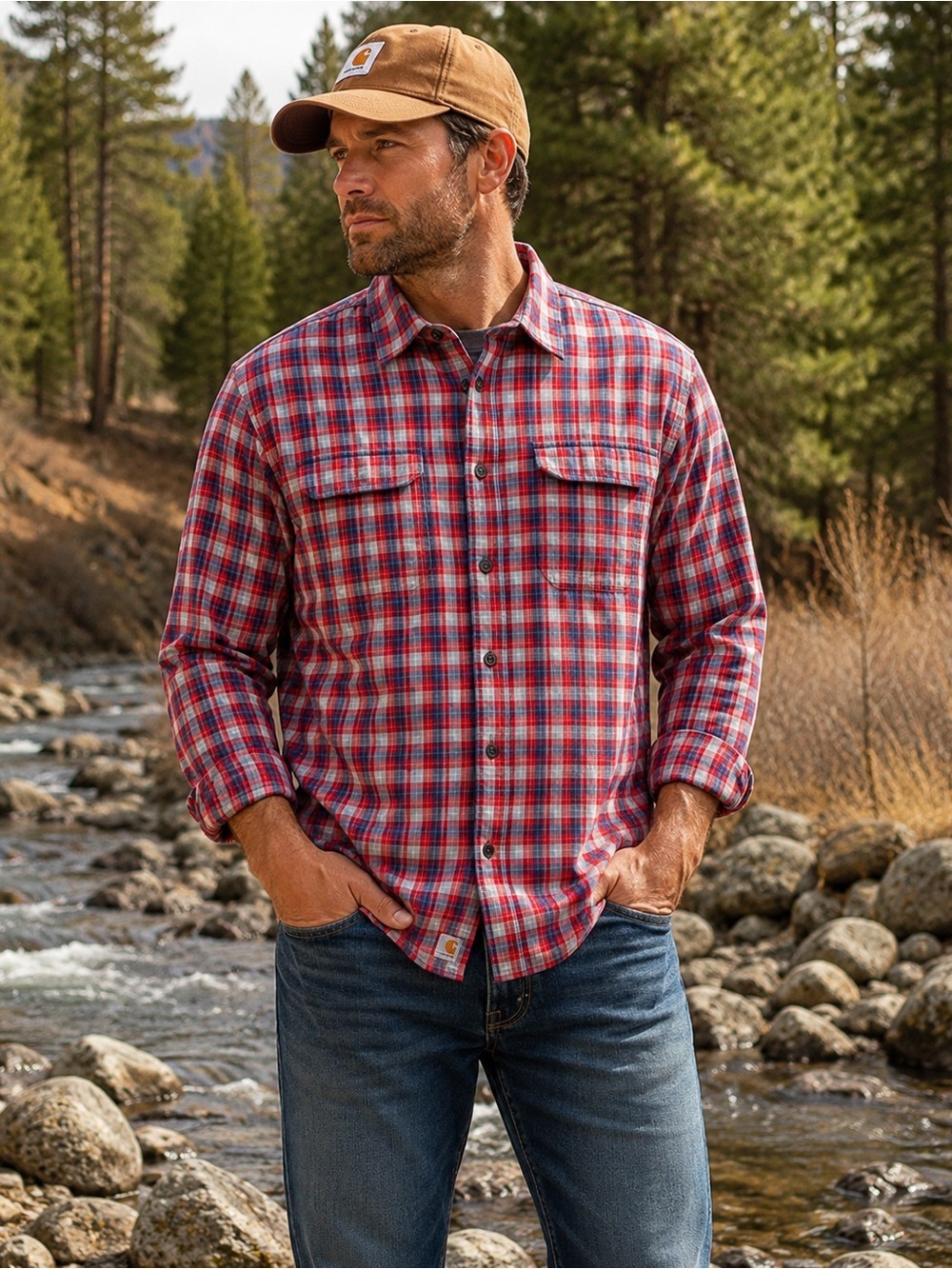 Carhartt Force Relaxed Fit Button-Down Shirt | Men’s Medium | Hidden Zipper Pock
